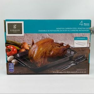 Gibson Home 4 pieces nonstick carbon steel roasting set 13 in x 9 in x 1.75 in